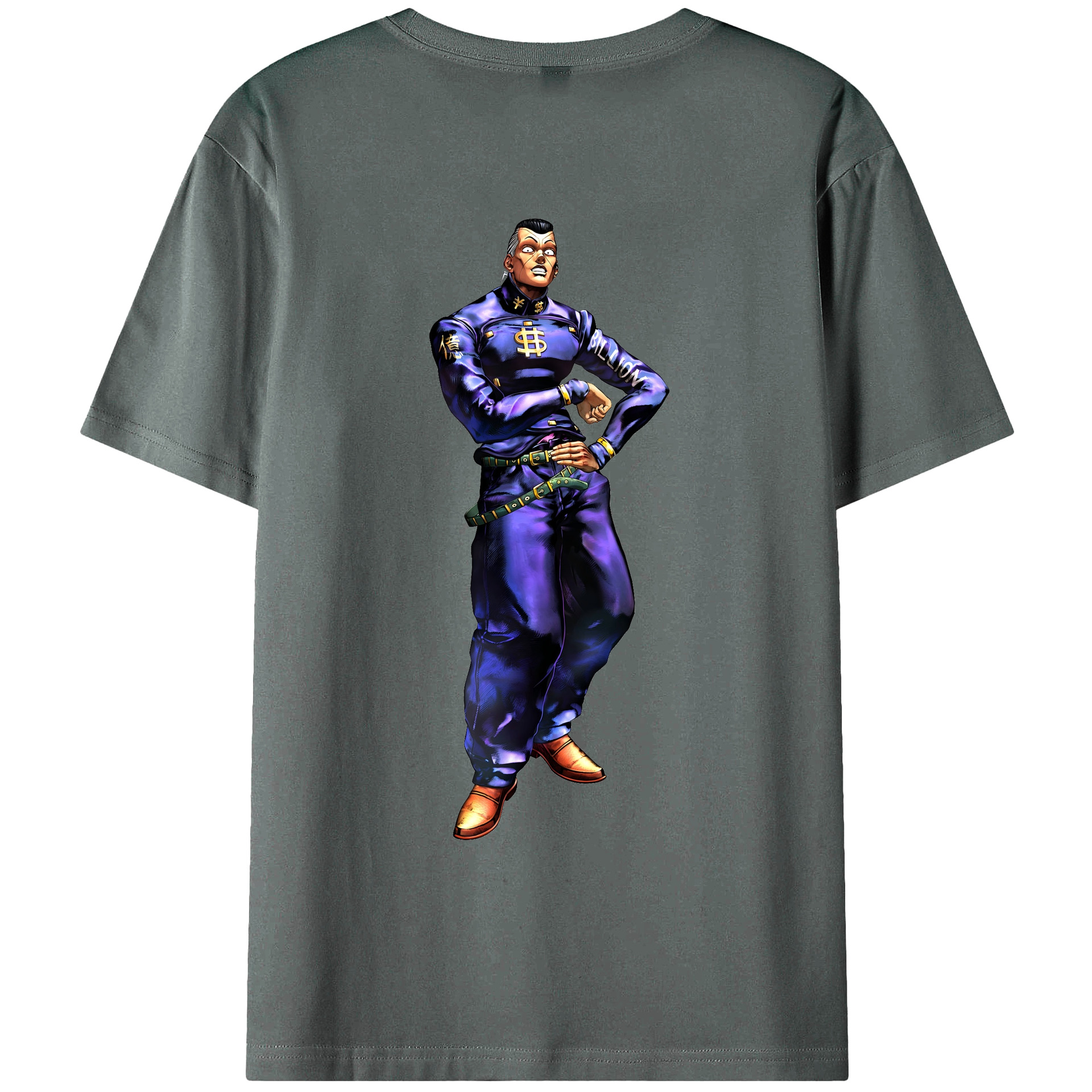 （画像用） ジョジョの奇妙な冒険 虹村億泰 にじむら おくやす JoJo's Bizarre Adventure Nijimura Okuyasu 綿100％ メンズ半袖Tシャツ（バックプリント） 通気性